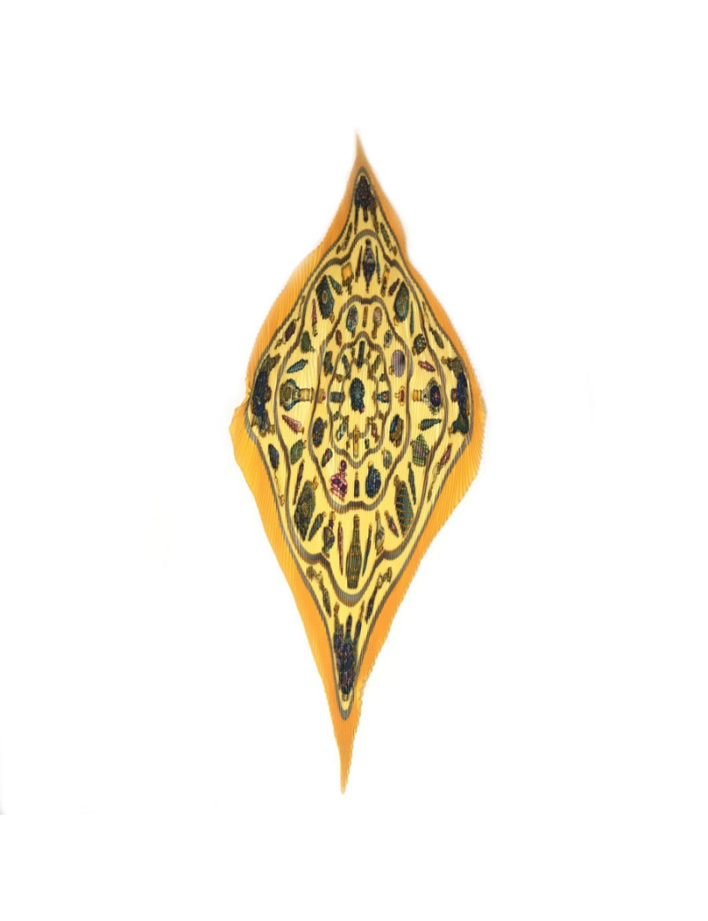 Foulard plissé HERMES en soie jaune