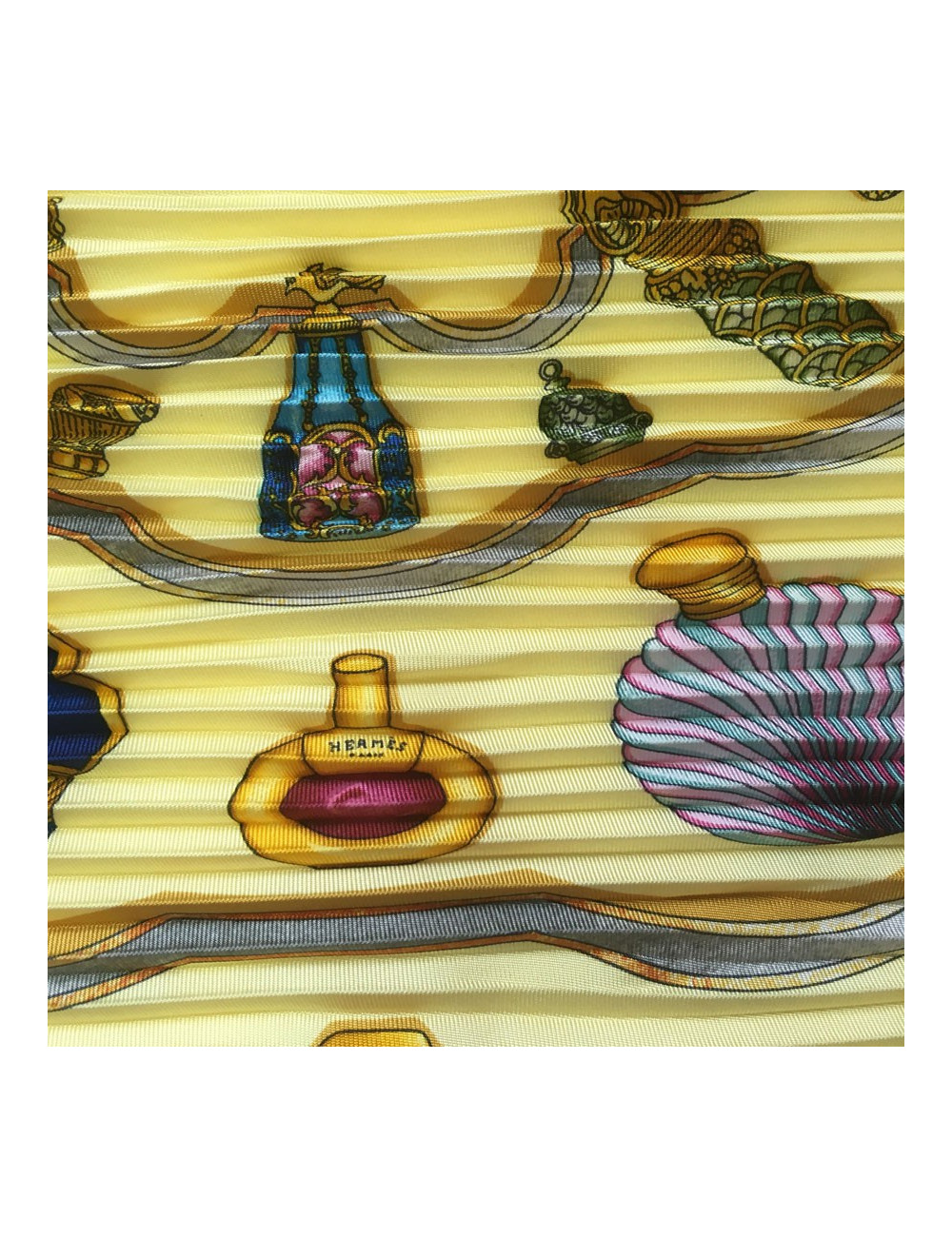 Yellow silk pleated scarf HERMES