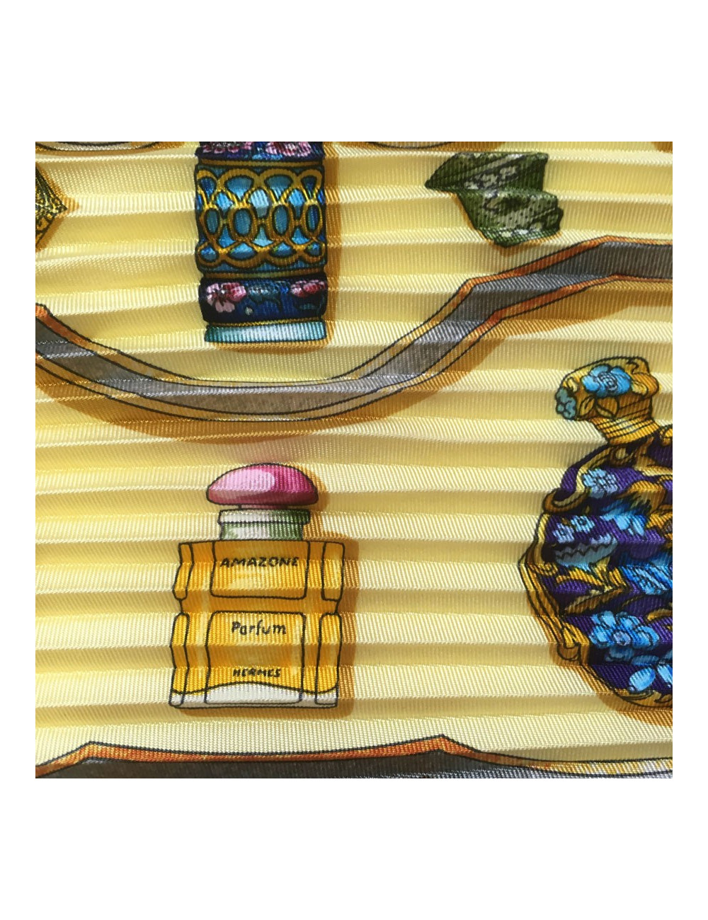 Yellow silk pleated scarf HERMES
