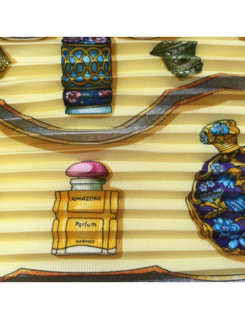Yellow silk pleated scarf HERMES