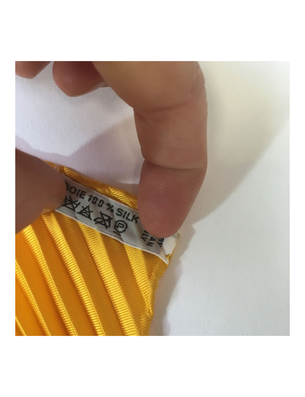 Yellow silk pleated scarf HERMES