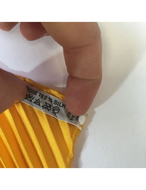 Yellow silk pleated scarf HERMES