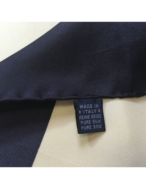BURBERRY silk scarf Navy Blue, beige and green