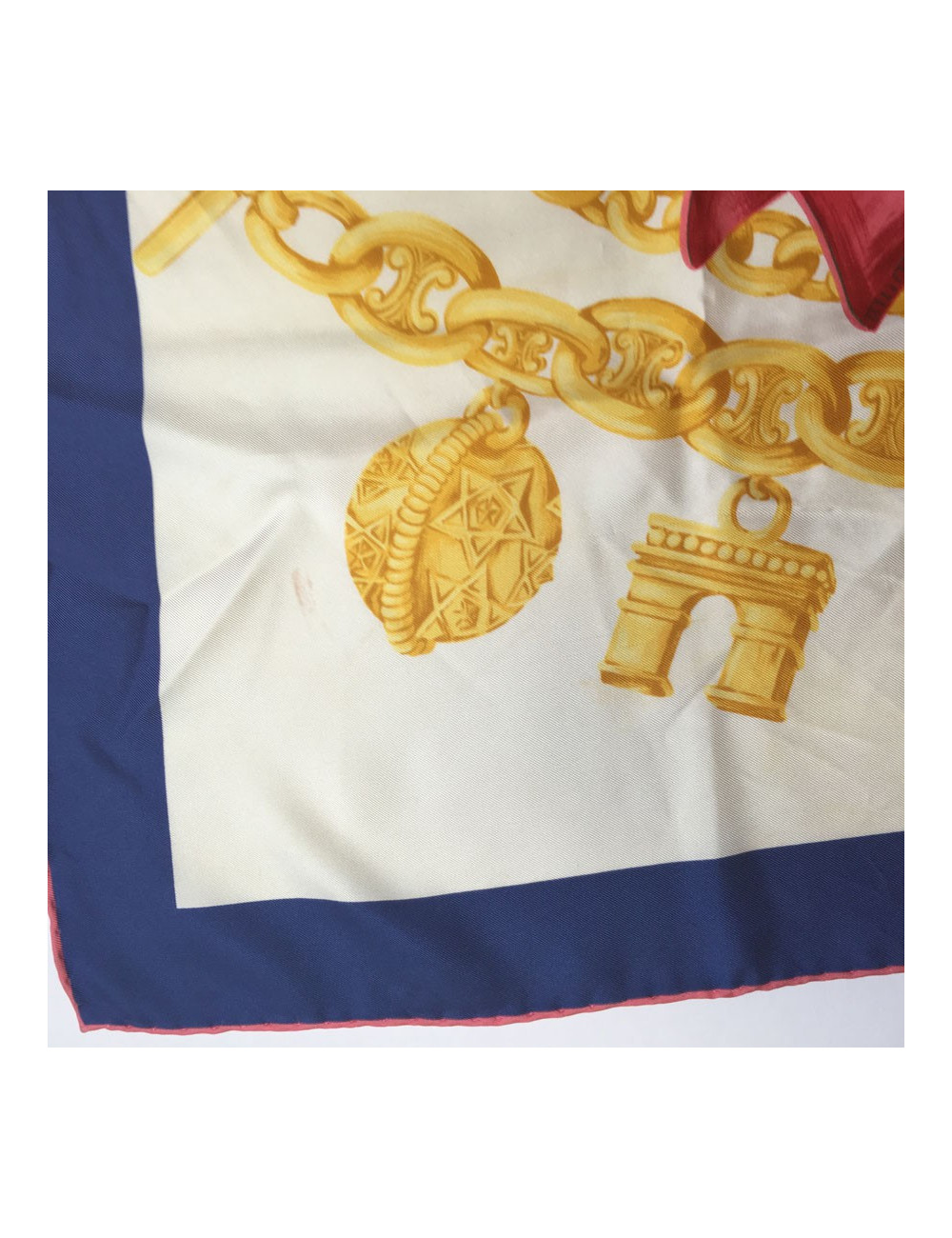 CELINE silk scarf blue, red and ecru