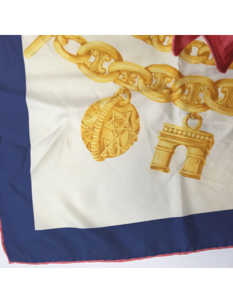 xxx Foulard CELINE en soie bleu, rouge et écru