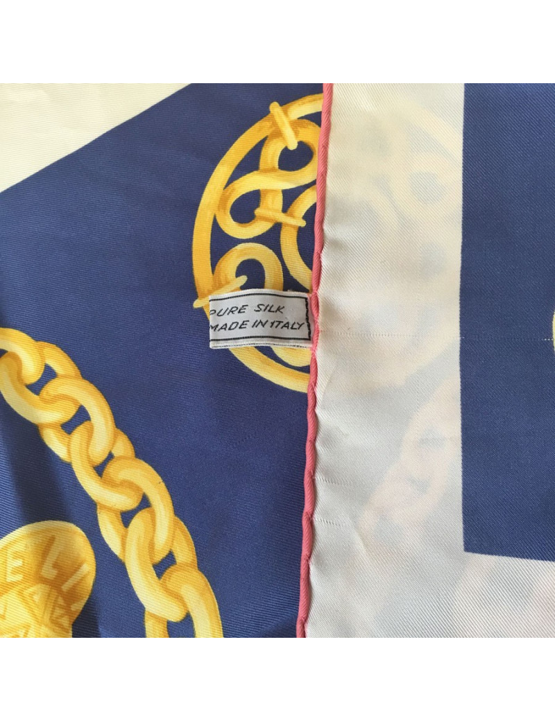 xxx Foulard CELINE en soie bleu, rouge et écru