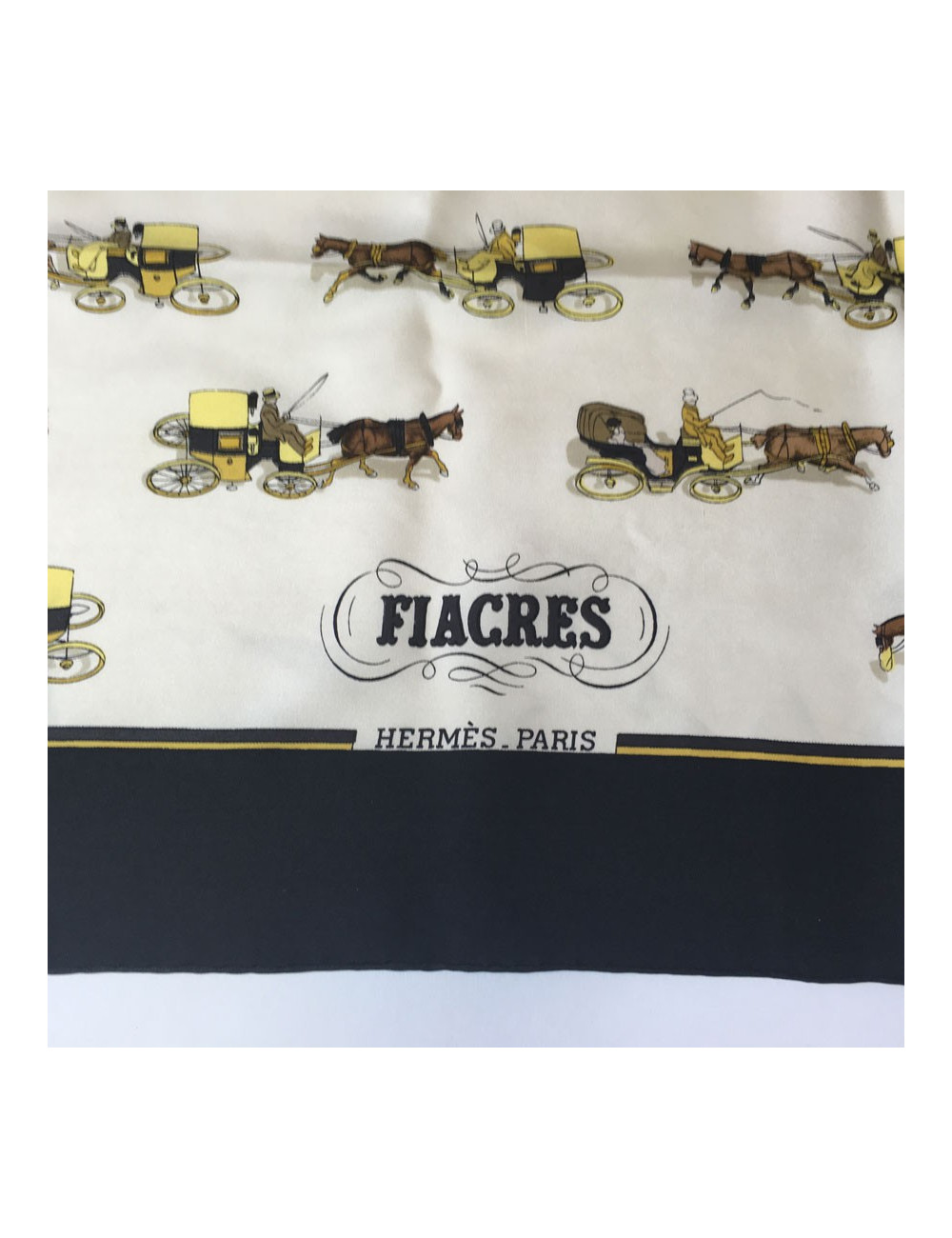 Hermès "Cabs" in ivory and black silk