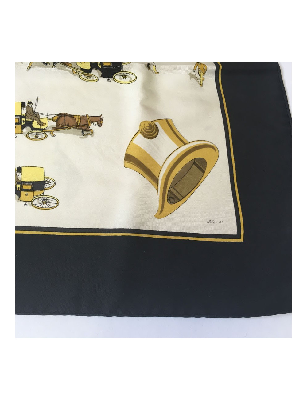 Hermès "Cabs" in ivory and black silk