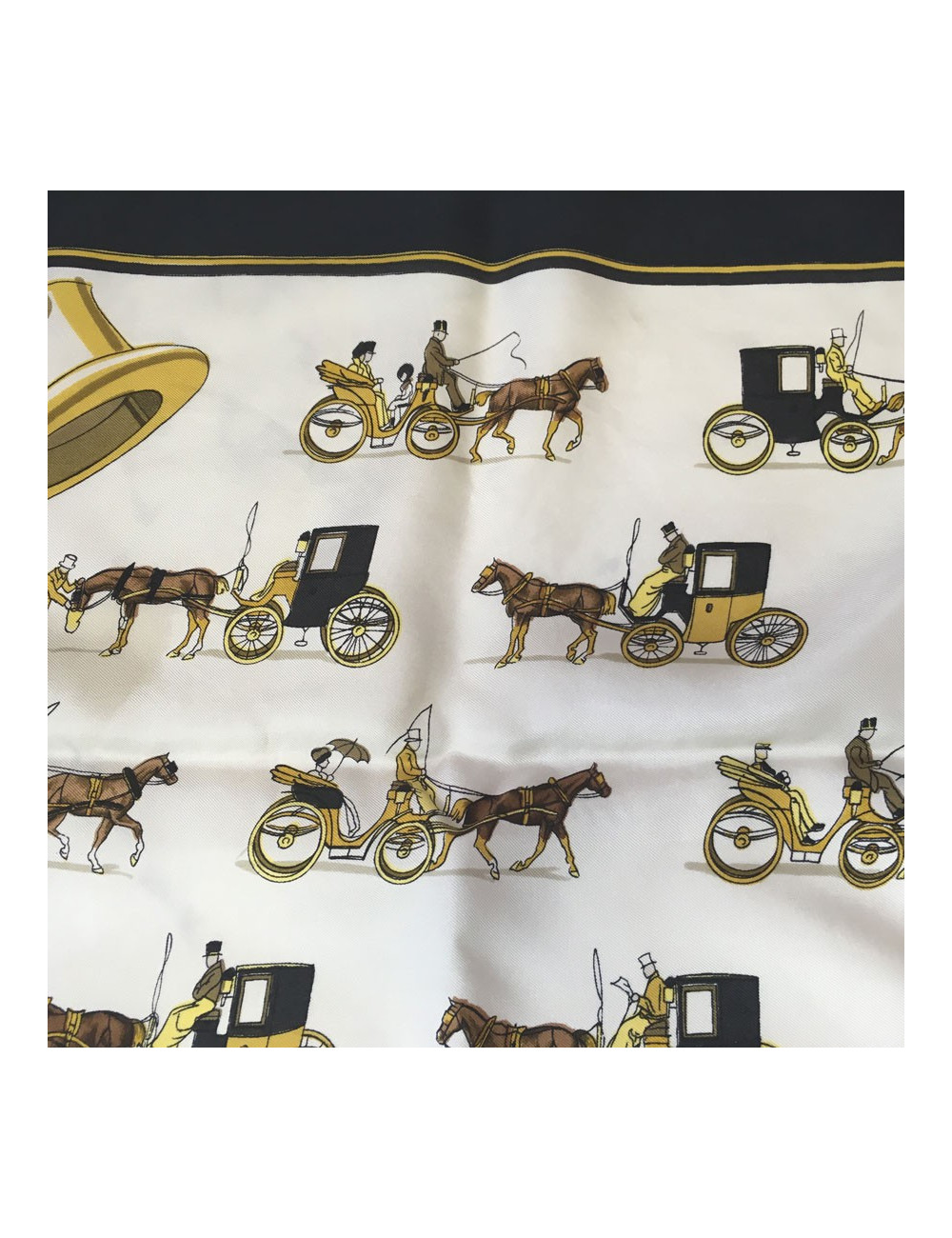 Hermès "Cabs" in ivory and black silk