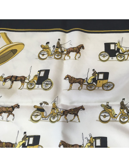 Hermès "Cabs" in ivory and black silk