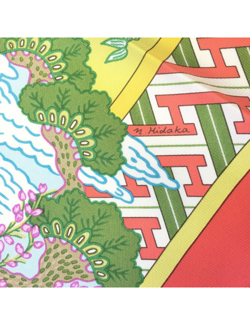 Carré HERMES  "Ballade de Heian" en soie multicolore