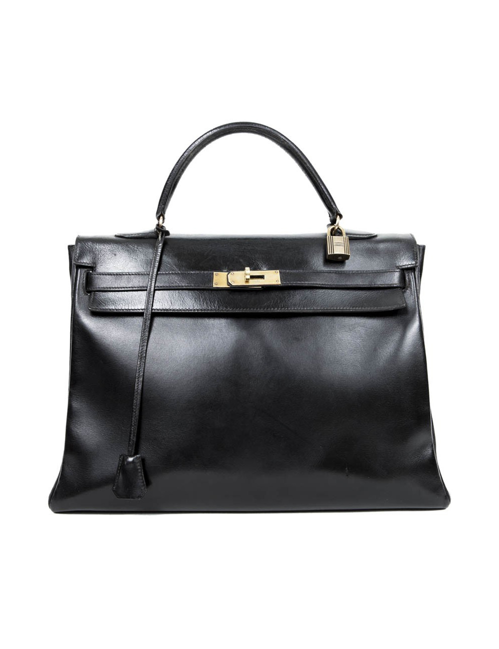 Kelly 35 HERME cuir box noir Vintage