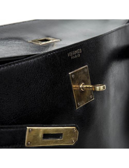 Kelly 35 HERMES leather black box Vintage