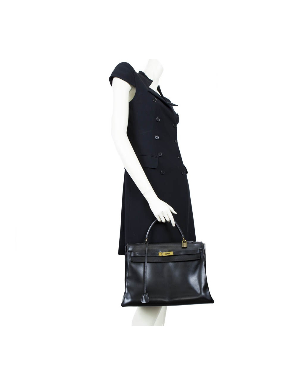 Kelly 35 HERMES leather black box Vintage