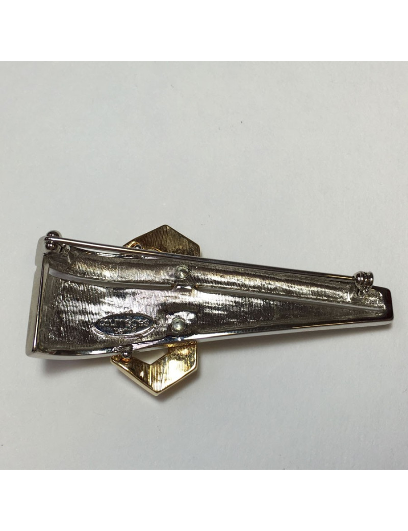 Broche COURREGES 80's en métal doré et argenté