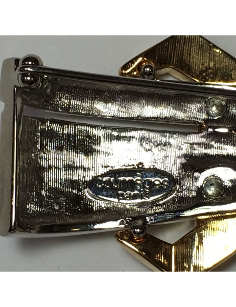 Broche COURREGES 80's en métal doré et argenté