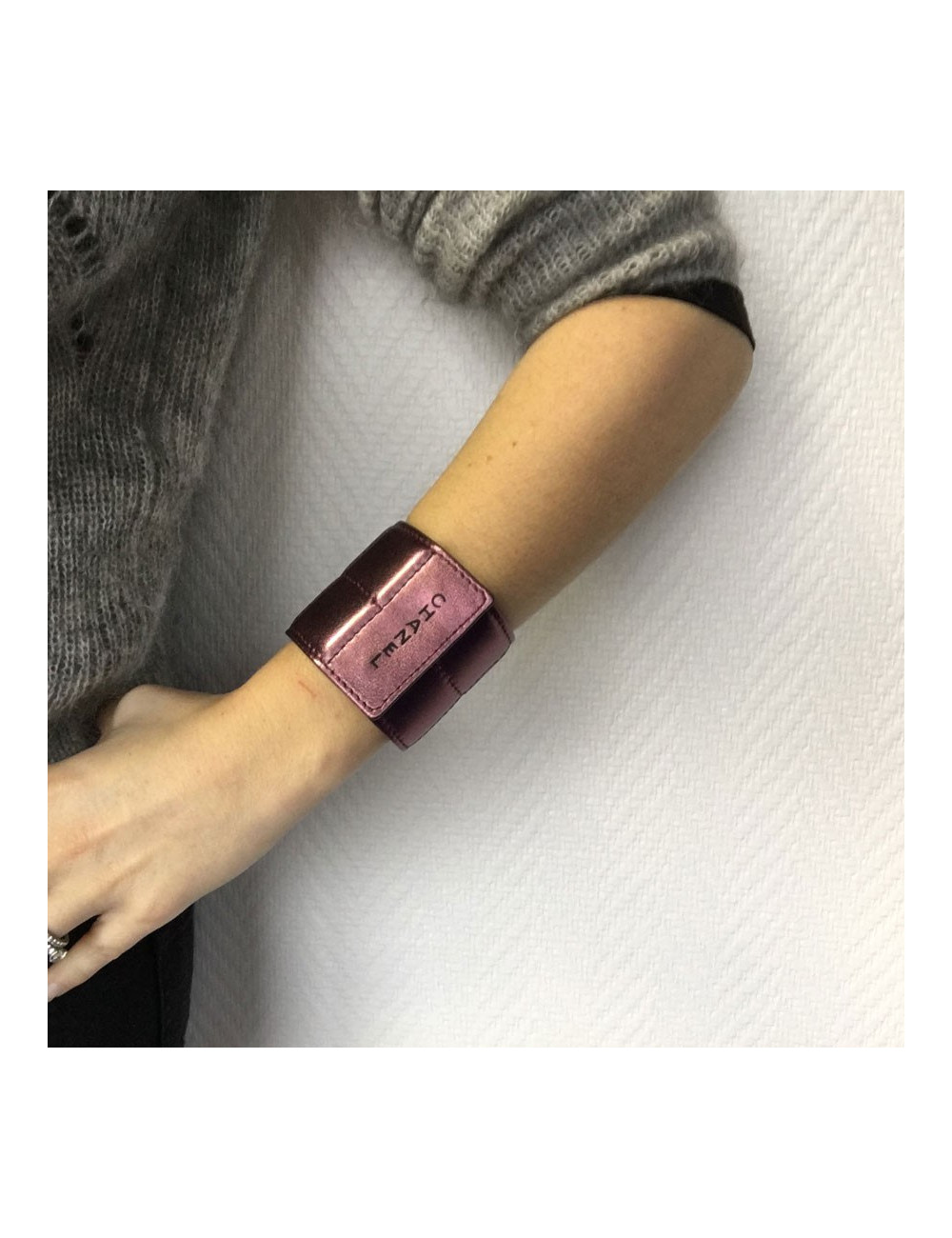 CHANEL electric pink metallic leather cuff