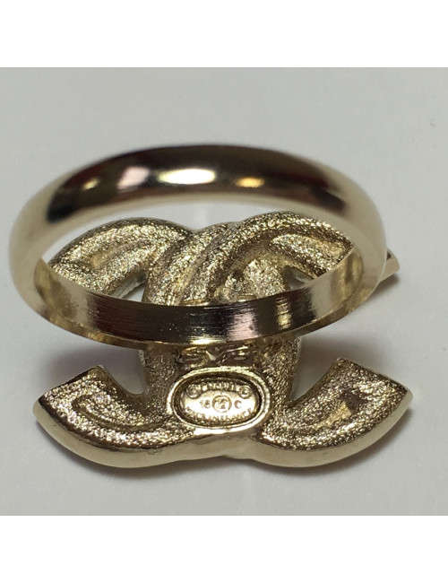 Bague CHANEL dorée et strass T53