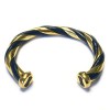 Bracelet twist HERMES blue leather and gilded metal