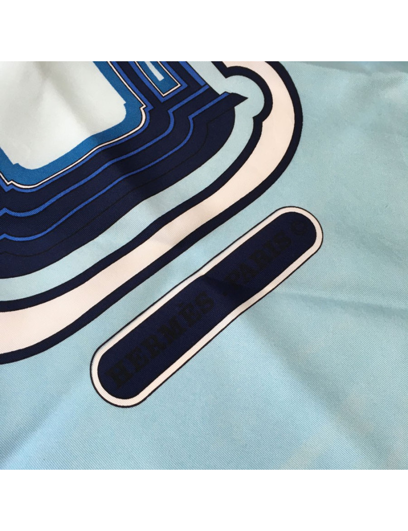 Blue silk HERMES "Les sedans" square