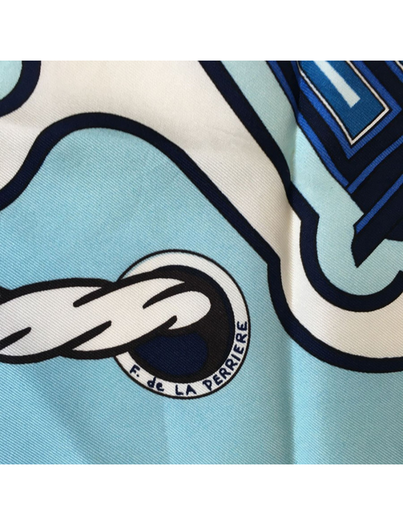 Blue silk HERMES "Les sedans" square