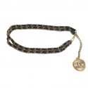 Belt CHANEL Vintage double row chain and leather