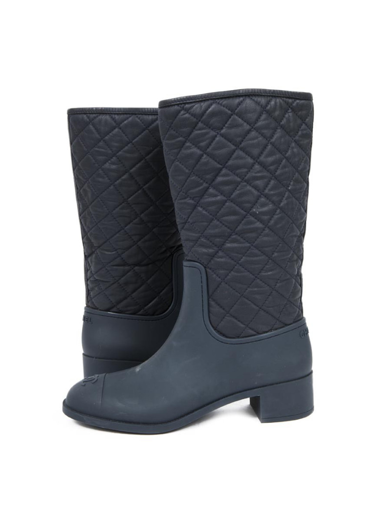 Mi-Bottes CHANEL T 39 matelassées bleues