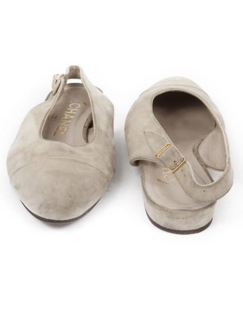 Ballerines CHANEL T 36 en daim beige