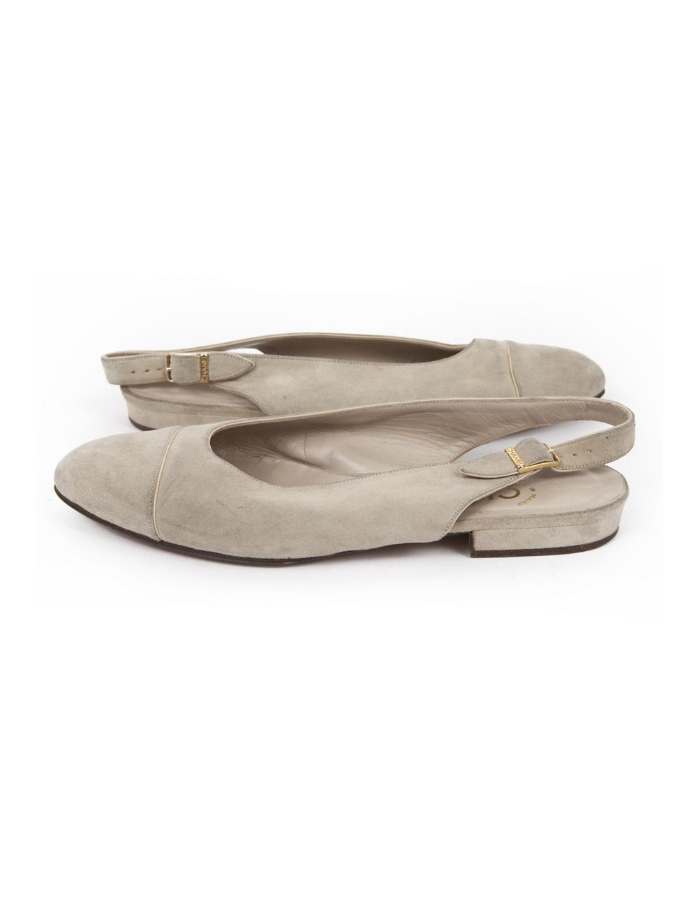 Ballerines CHANEL T 36 en daim beige