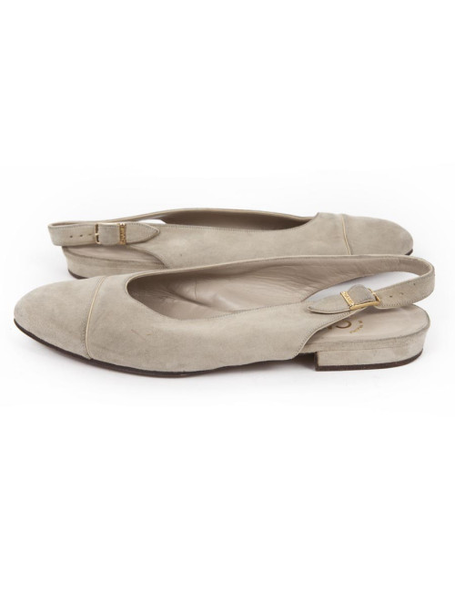 Ballerines CHANEL T 36 en daim beige