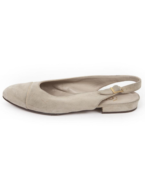 Ballerines CHANEL T 36 en daim beige