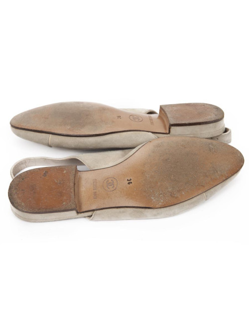 Ballerines CHANEL T 36 en daim beige