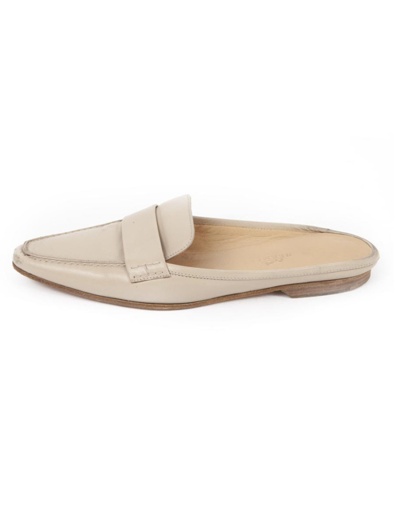 Mules Hermes T 35,5 en cuir beige