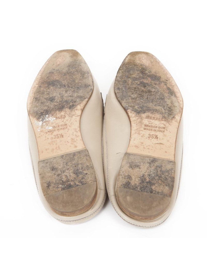 Mules Hermes T 35,5 en cuir beige