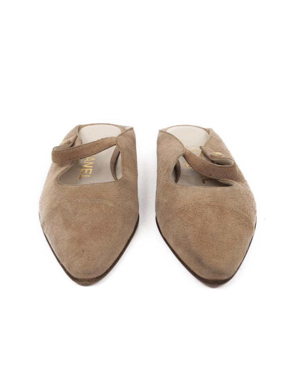 Chanel T35 mules, 5 light brown suede
