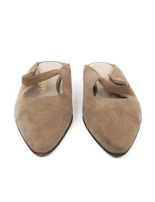 Chanel T35 mules, 5 light brown suede