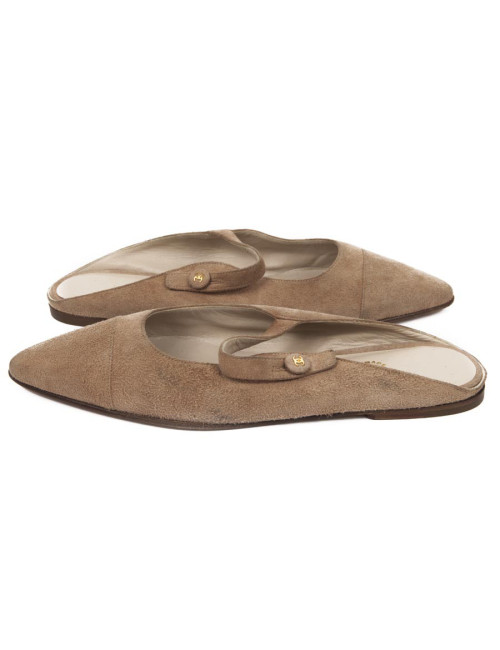 Chanel T35 mules, 5 light brown suede
