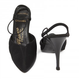 High Sandals MASSARO for CHANEL T39 black silk satin