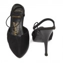 High Sandals MASSARO for CHANEL T39 black silk satin