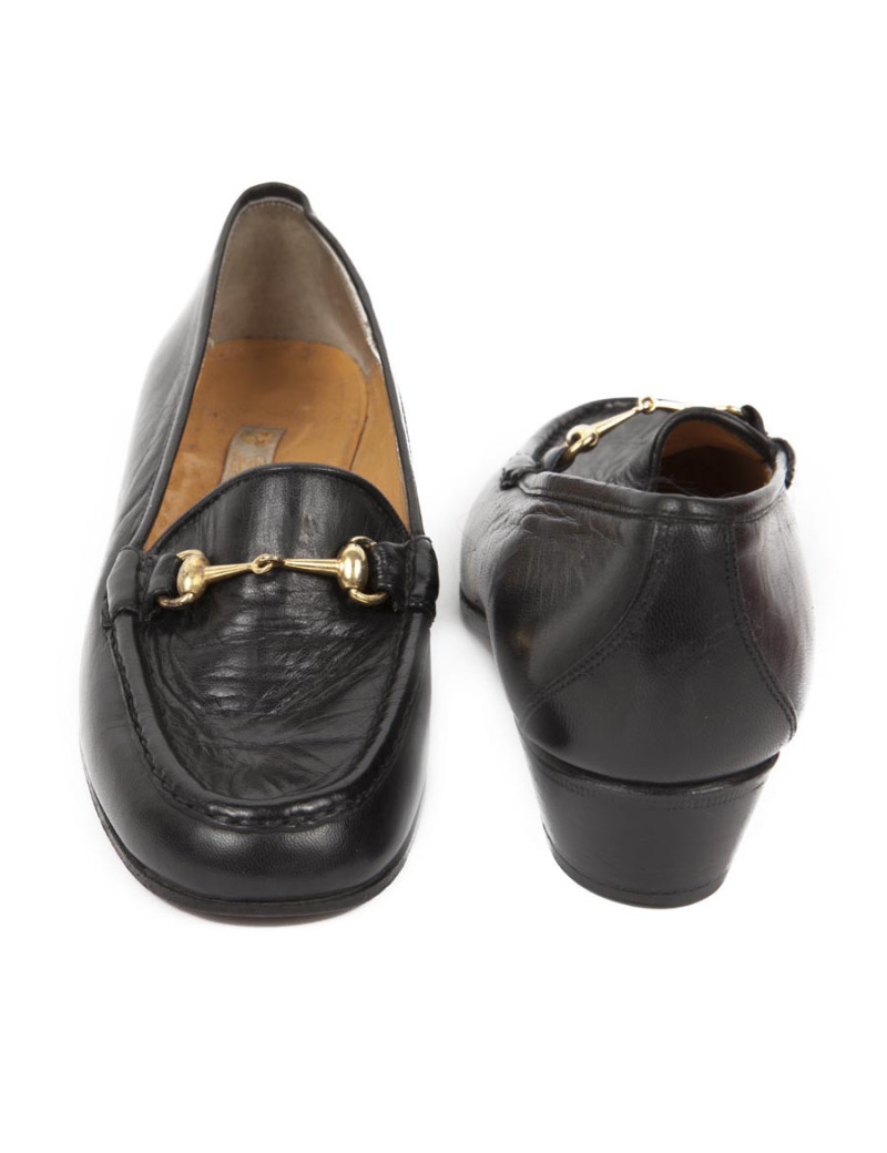 Mocassins Gucci T 36 en cuir d'agneau noir