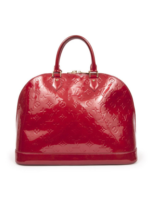 Sac Alma LOUIS VUITTON GM cuir monogream verni rouge