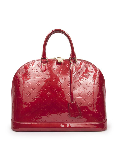 Sac Alma LOUIS VUITTON GM cuir monogream verni rouge
