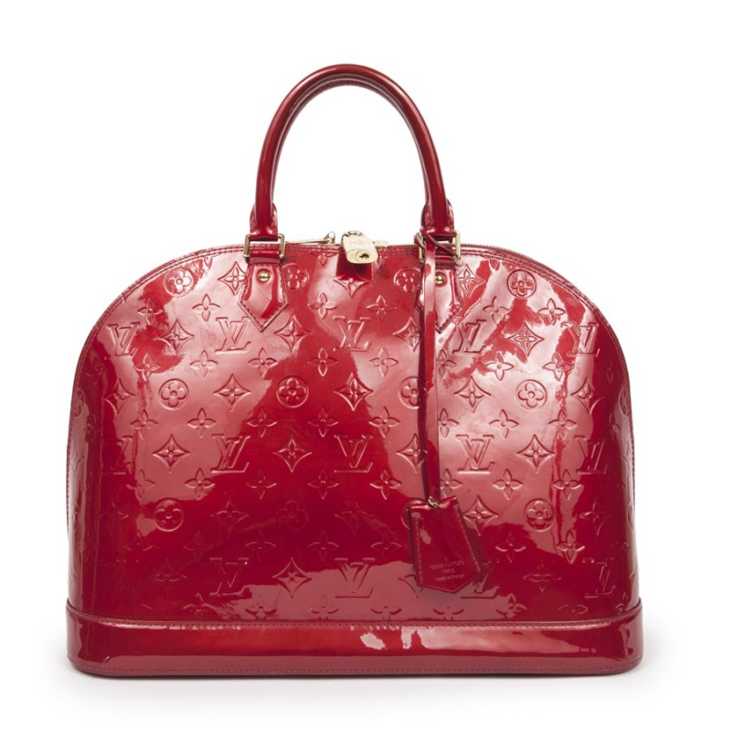Alma LOUIS VUITTON leather red painted monogram GM bag - VALOIS VINTAGE  PARIS