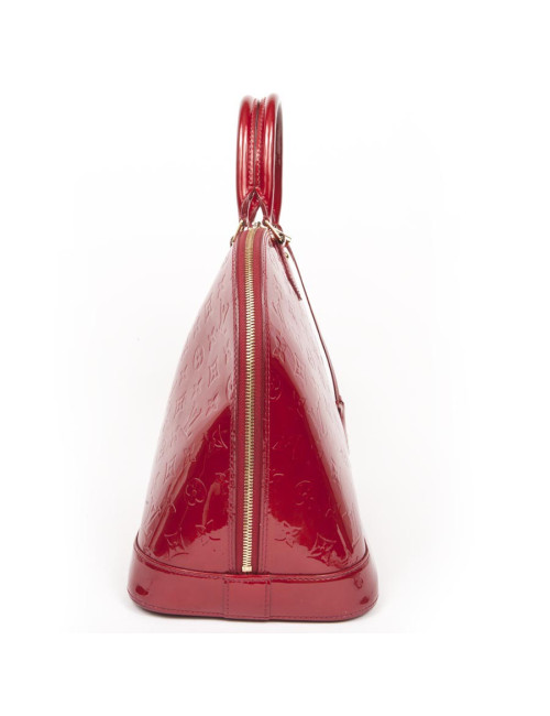 Sac Alma LOUIS VUITTON GM cuir monogream verni rouge