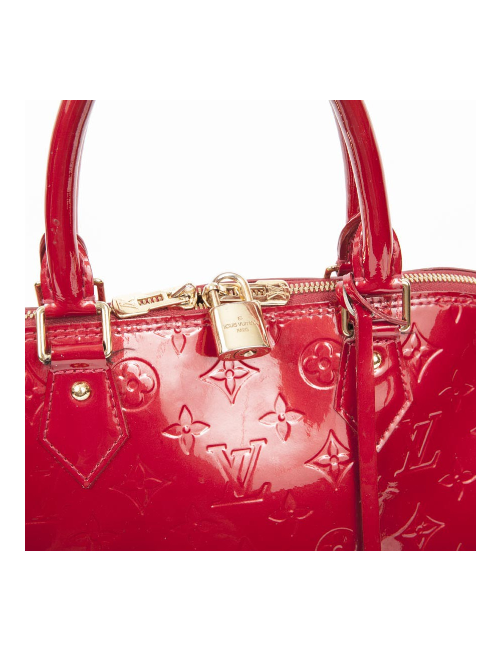 Sac Alma LOUIS VUITTON GM cuir monogream verni rouge