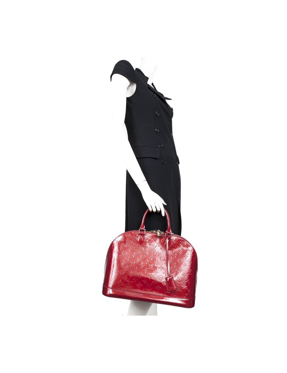 Sac Alma LOUIS VUITTON GM cuir monogream verni rouge