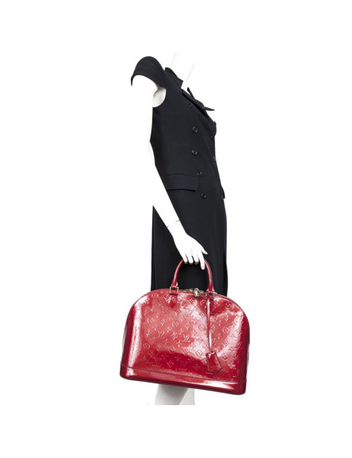 Sac Alma LOUIS VUITTON GM cuir monogream verni rouge