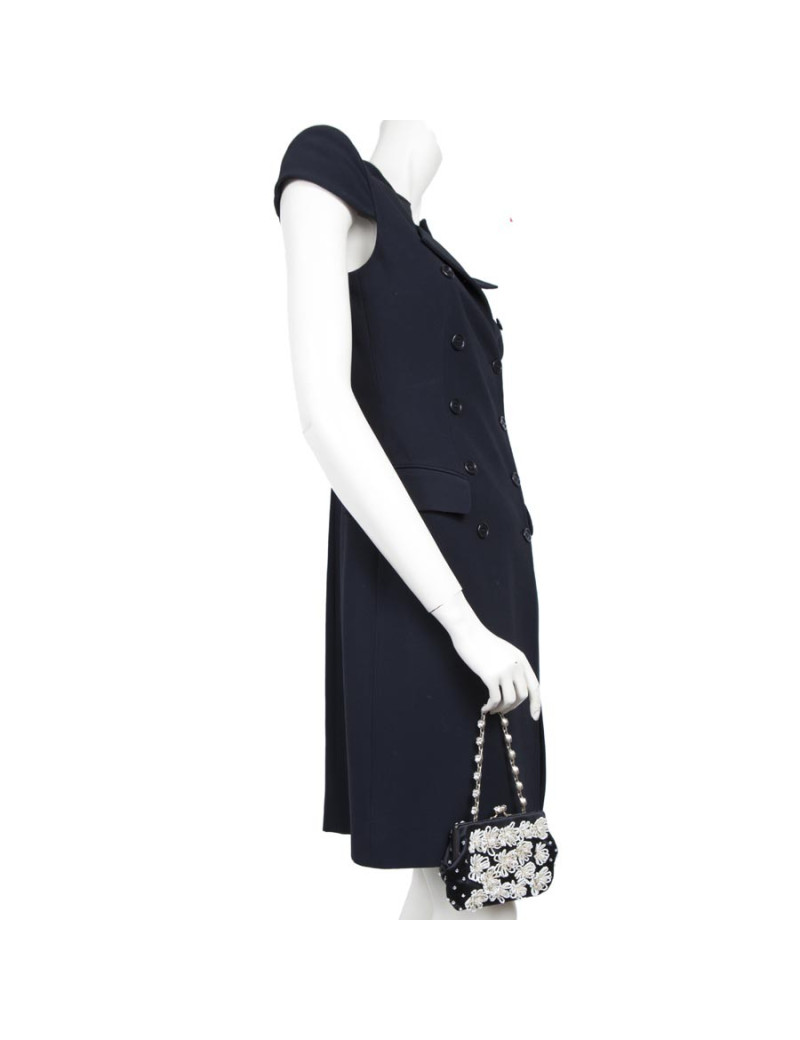 VALENTINO beaded evening bag in black satin silk