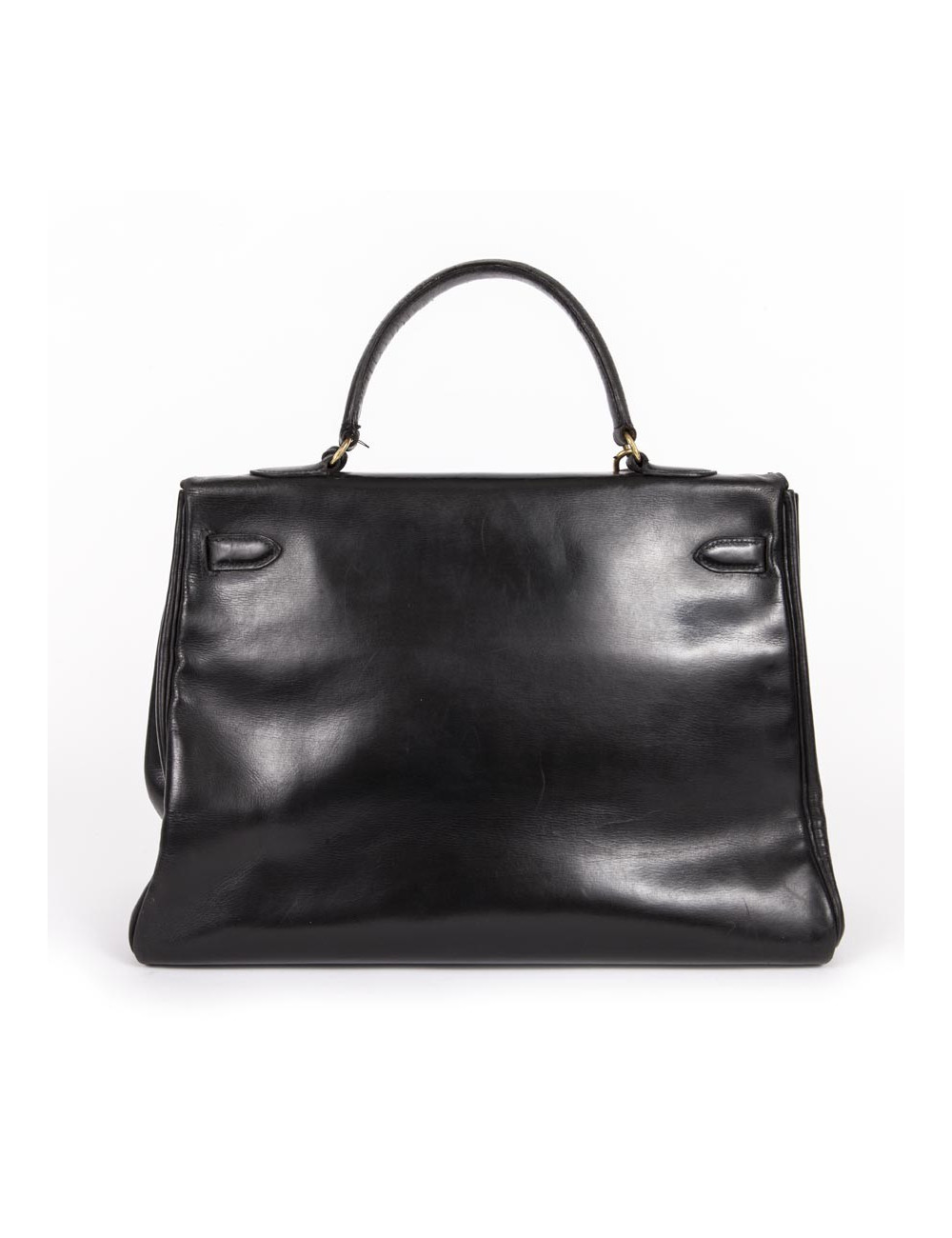 Sac Kelly HERMES en cuir box noir Vintage