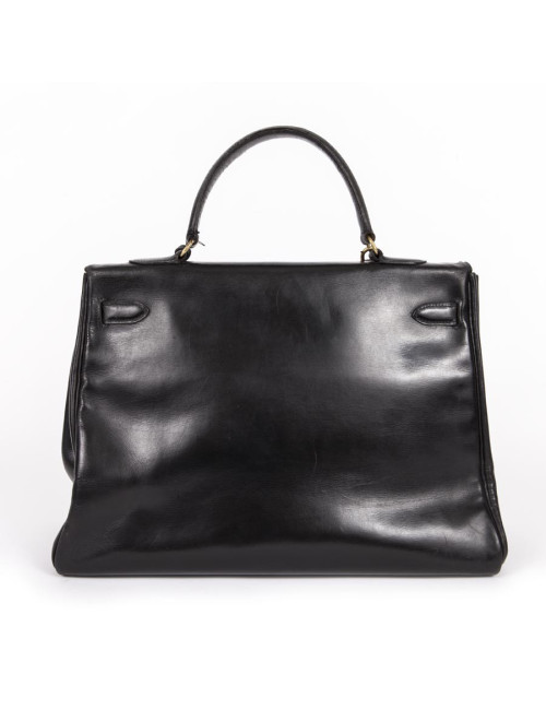 Kelly 35 HERMES box black Vintage leather bag